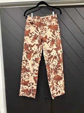 We the Free Cow Print Wide Leg Jeans in Cream & Rust 24